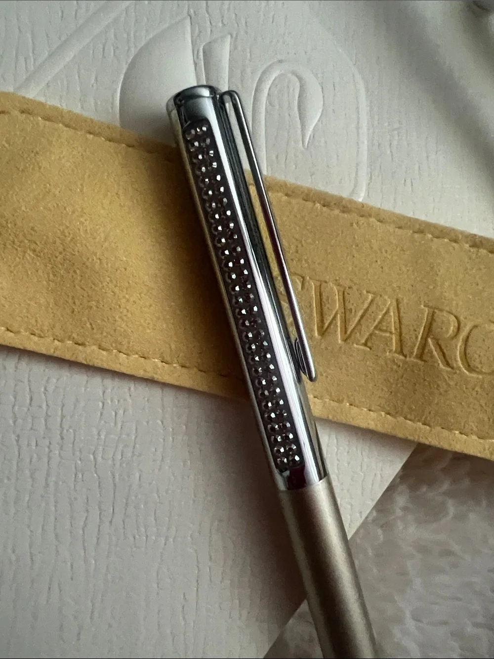 Swarovski Champagne-Tone Ballpoint Pen with Crystal-Studded Cap